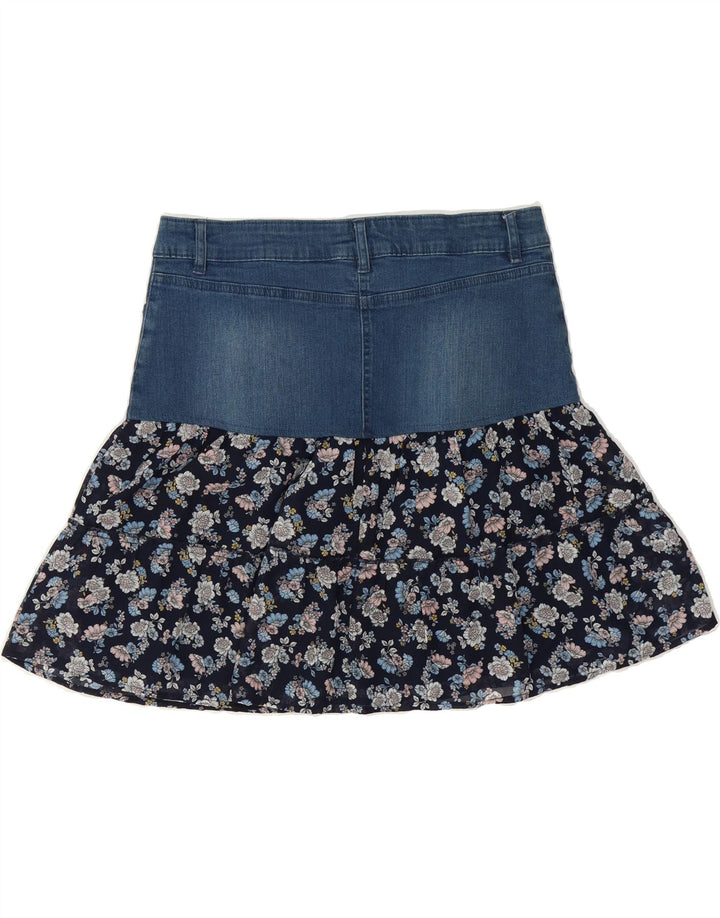 JANINA Womens Denim Skirt IT 44 Medium W32  Blue Floral Vintage JANINA and Second-Hand JANINA from Messina Hembry 