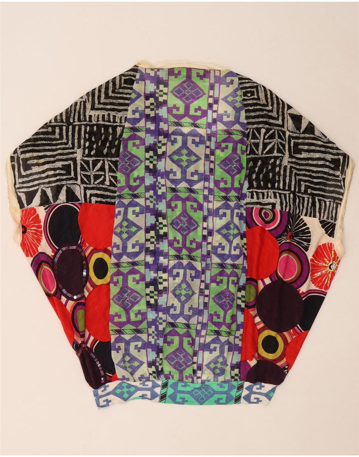 Desigual Camicetta da donna Top UK 14 Poliestere patchwork multicolore medio