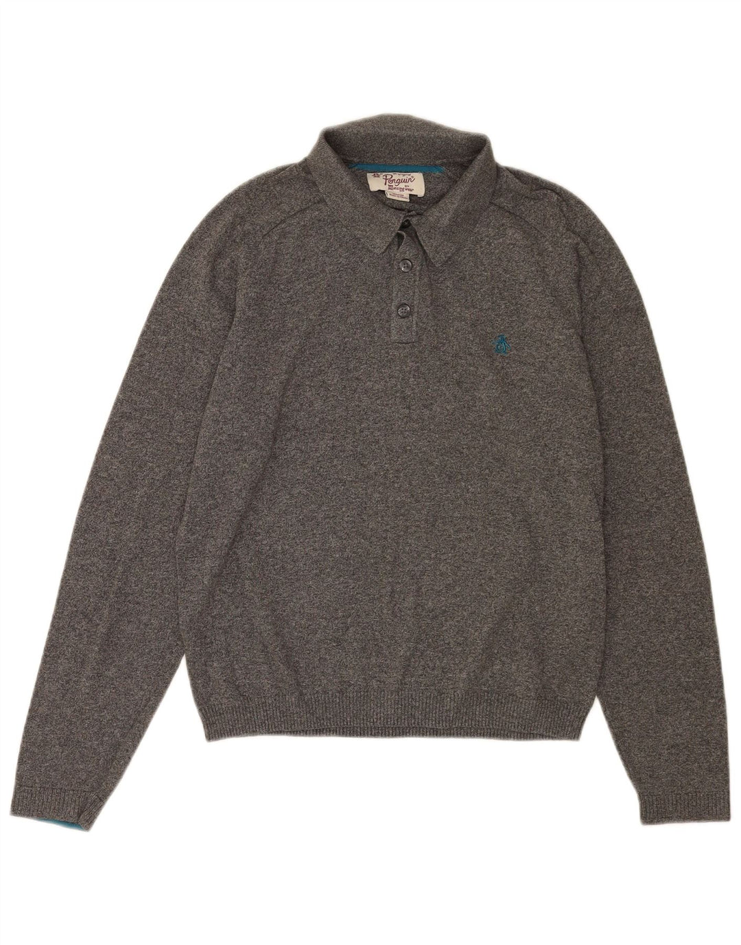 Maglione da uomo con collo alto Penguin in cotone grigio medio screziato