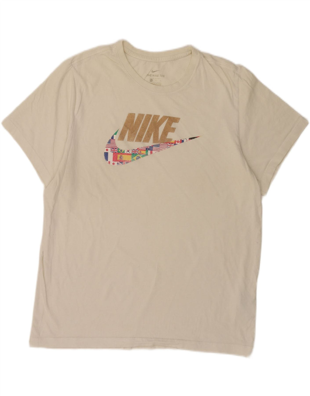 T-shirt grafica da uomo Nike Top XL in cotone bianco sporco