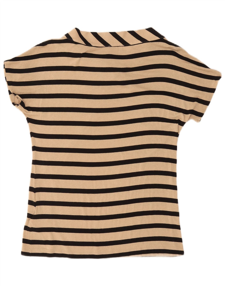 PHASE EIGHT Camicetta da donna con papillon Top UK 12 Viscosa a righe beige medio