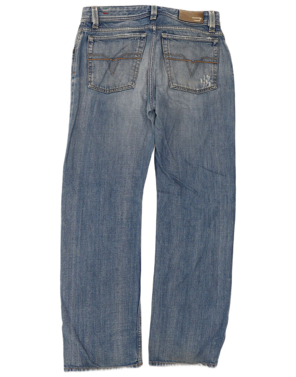 Diesel Mens Levan Distressed Straight Jeans W32 L32 Blue Cotton