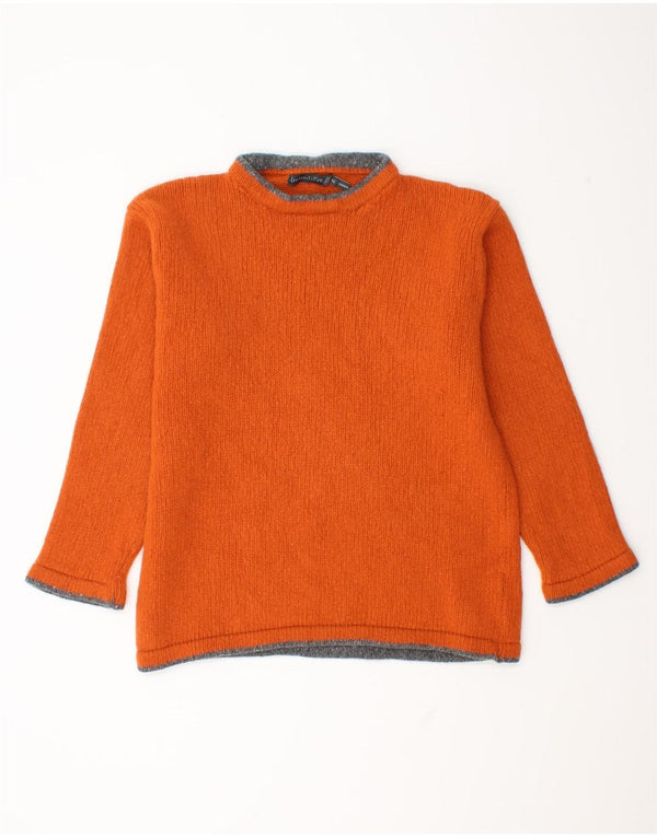 Irelands Eye Womens Crew Neck Jumper Sweater UK 20 2XL Orange Wool