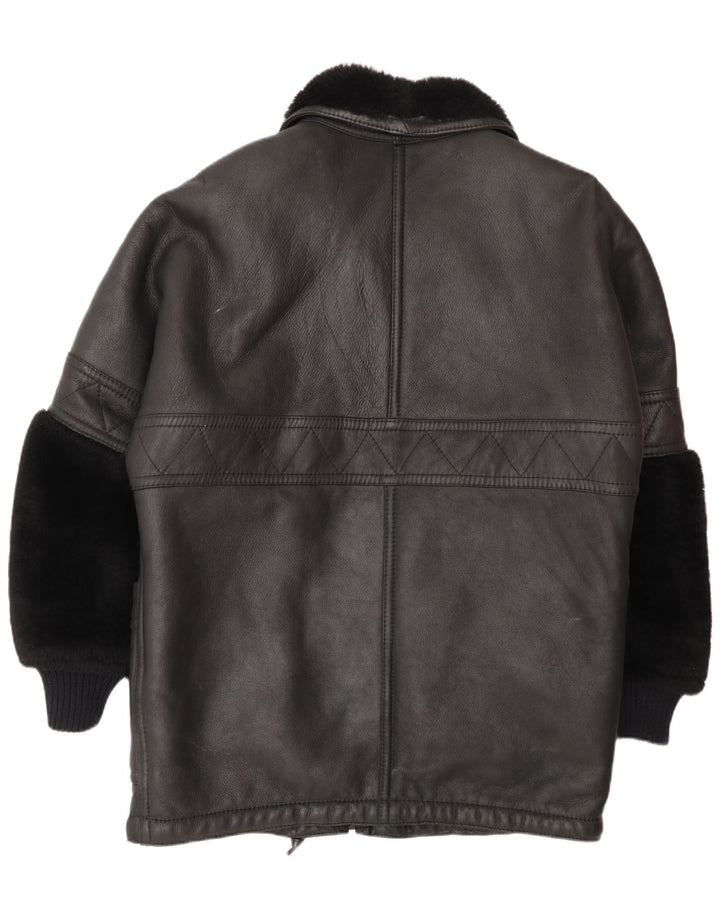 Giacca in shearling vintage da uomo UK 44 2XL Shearling nero