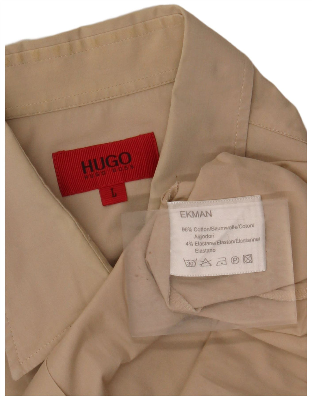 Camicia da uomo HUGO BOSS Large in cotone beige