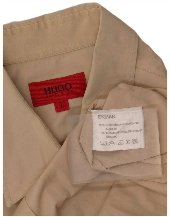Camicia da uomo HUGO BOSS Large in cotone beige