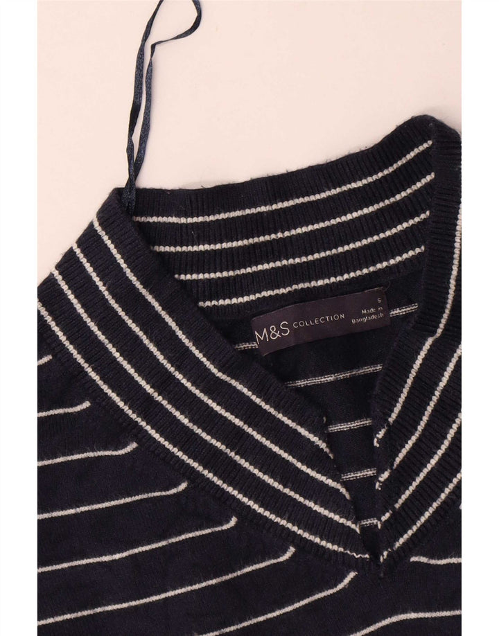 Maglione maglione con scollo a V da donna Marks & Spencer UK 10 piccolo blu navy