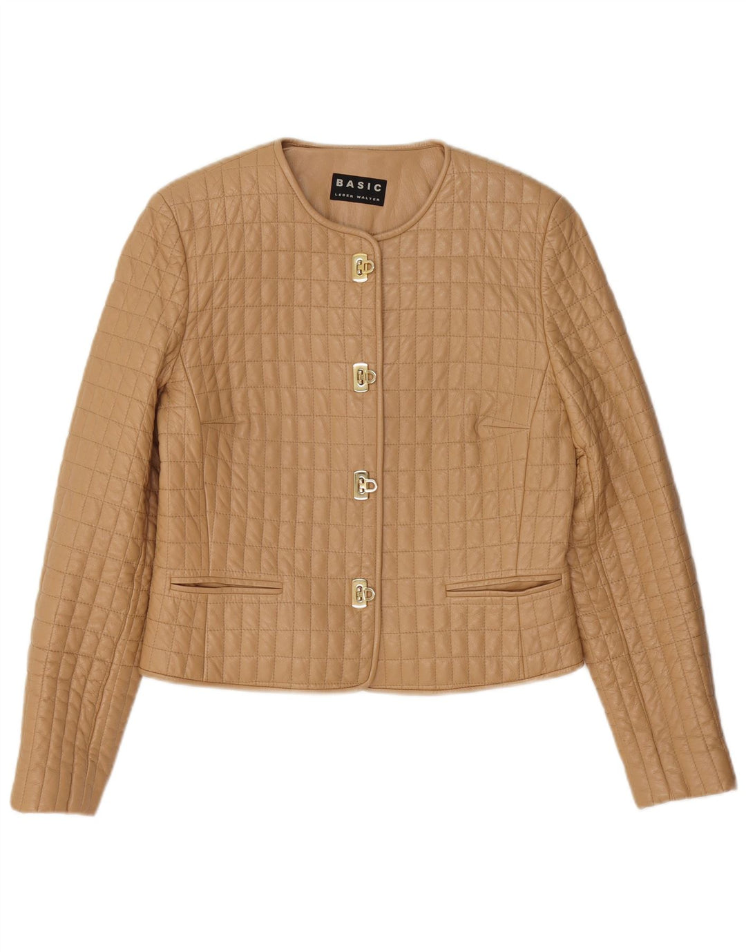 Giacca In Pelle Trapuntata Basic Da Donna IT 40 Piccola In Pelle Beige