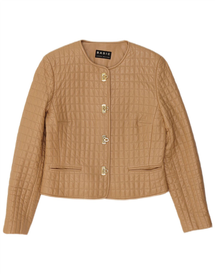 Giacca In Pelle Trapuntata Basic Da Donna IT 40 Piccola In Pelle Beige