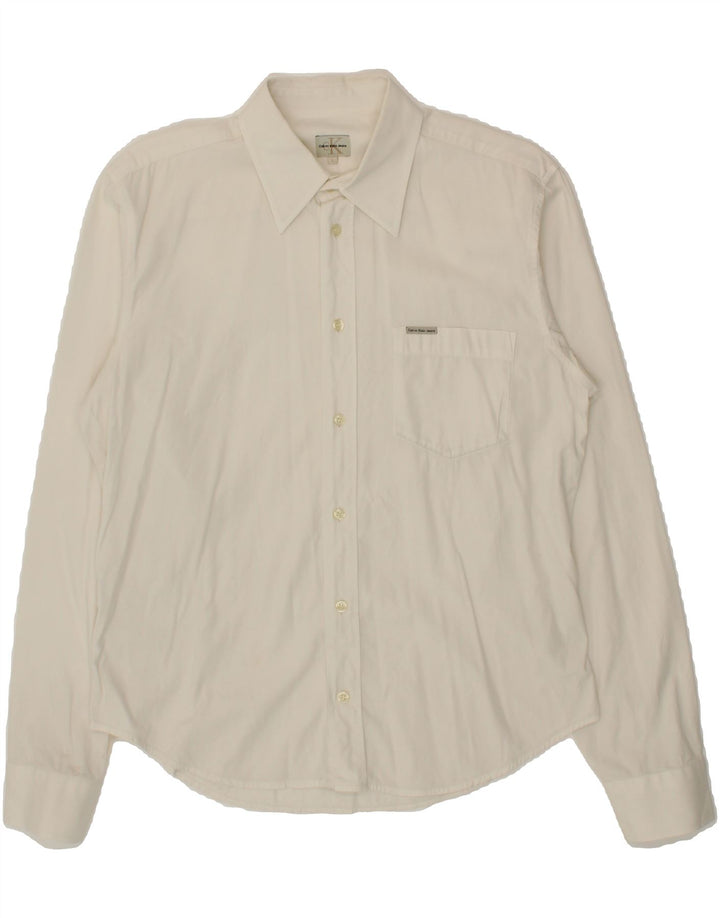 CALVIN KLEIN JEANS Mens Shirt Large White Cotton Vintage Calvin Klein Jeans and Second-Hand Calvin Klein Jeans from Messina Hembry 