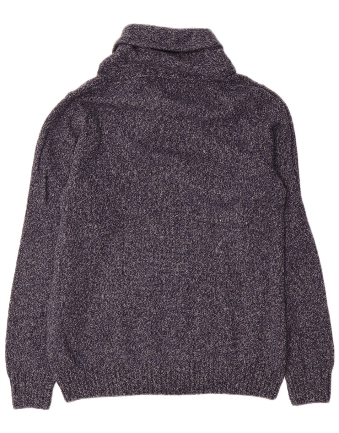 Maglione Zara da uomo con collo a scialle, grande, in lana screziata blu navy