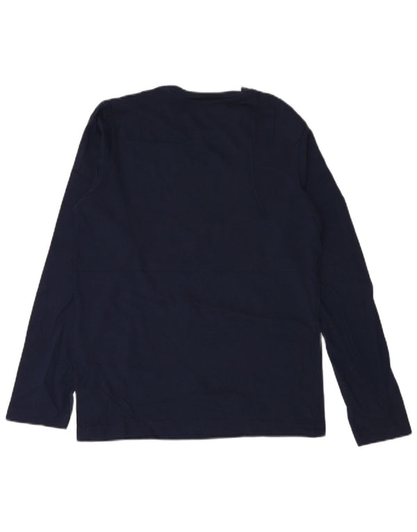 BENETTON Top grafico da bambino manica lunga 13-14 anni 3XL cotone blu navy