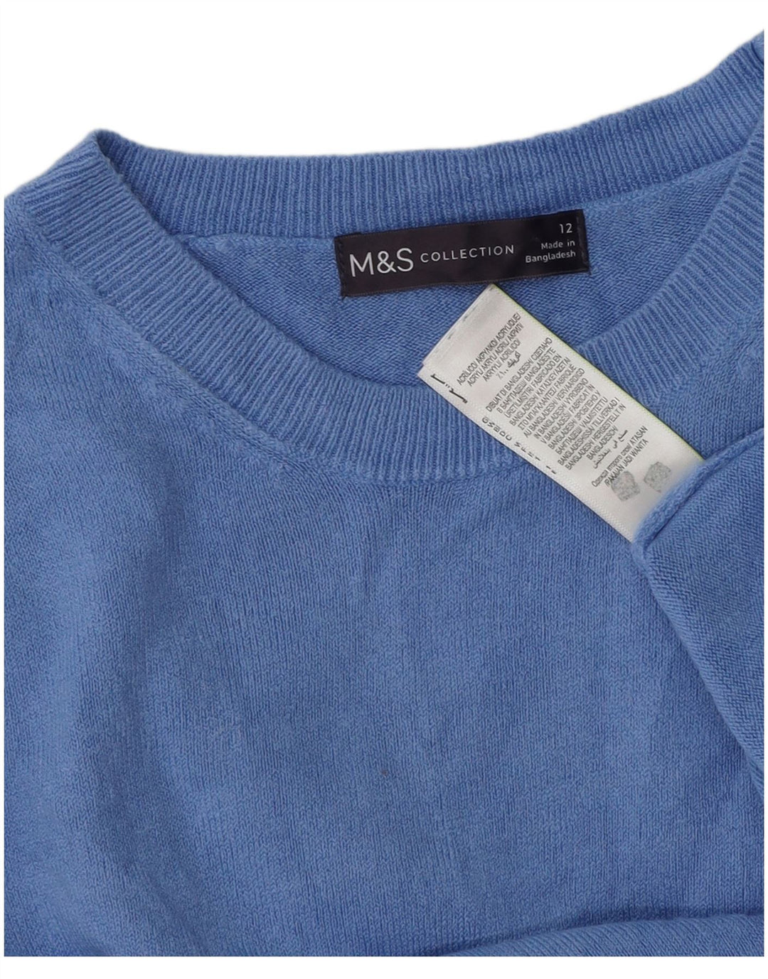 Maglione maglione con scollo a barca da donna Marks & Spencer UK 12 Acrilico blu medio