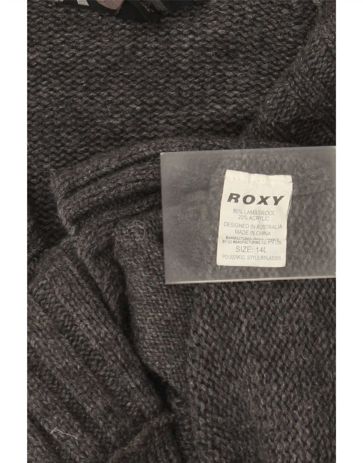 Maglione cardigan con cappuccio lungo da donna Roxy UK 14 Lana d'agnello grigio medio