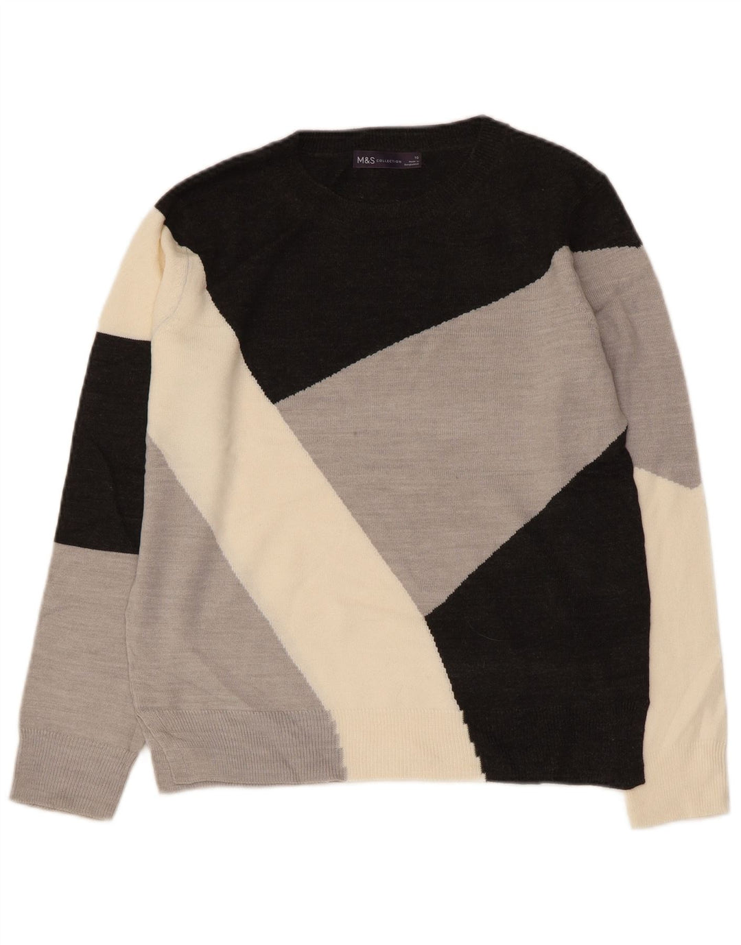 MARKS & SPENCER Maglione da donna con scollo a barca UK 10 piccolo multicolore