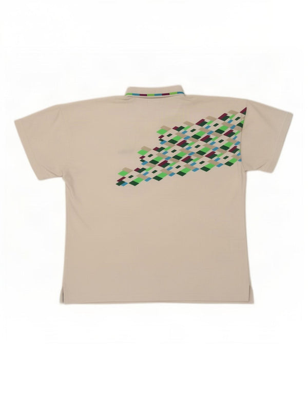 Lotto Mens Graphic Polo Shirt Medium White Geometric Cotton