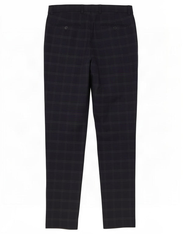 Pantaloni chino slim da uomo Zara EU 40 medi W31 L31 blu navy a quadri