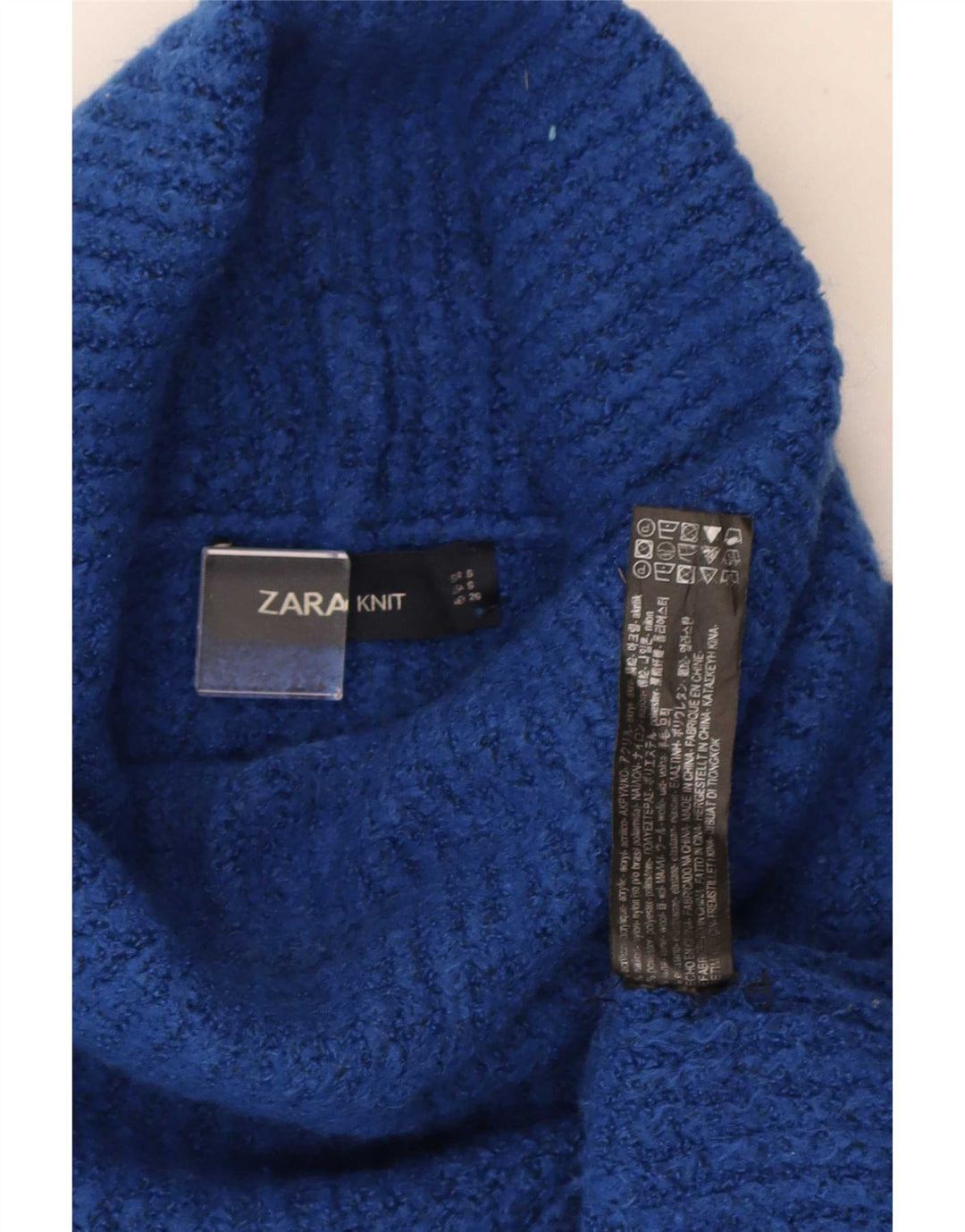 Maglione maglione oversize con collo alto da donna Zara UK 10 piccolo acrilico blu