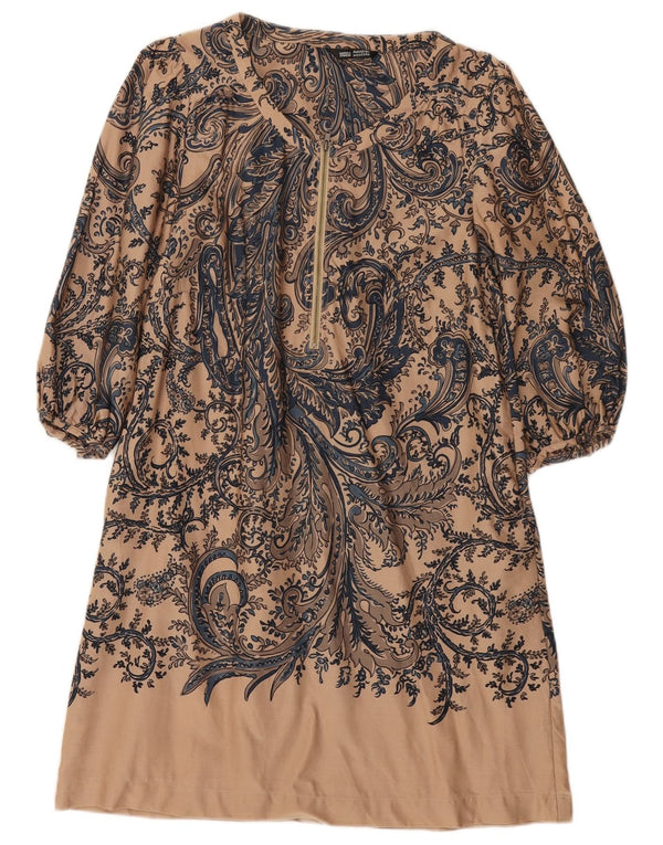 Marks & Spencer Womens Autograph A-Line Dress UK 12 Medium Beige Paisley