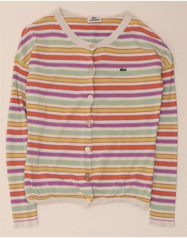 Maglione cardigan corto da donna Lacoste taglia 36 piccolo a righe multicolore