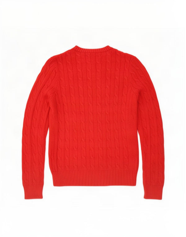 Maglione maglione girocollo da donna Polo Ralph Lauren UK 12 cotone rosso medio