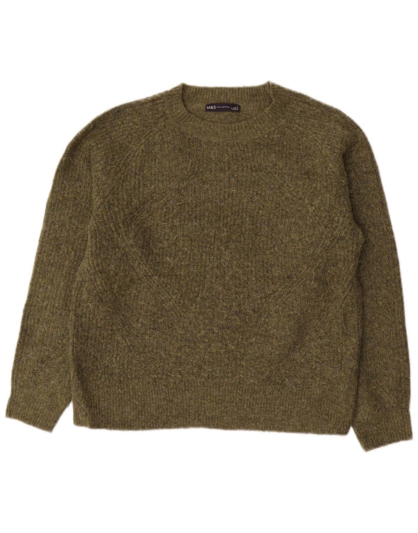 Maglione maglione con scollo a barca da donna Marks & Spencer UK 10 piccolo kaki