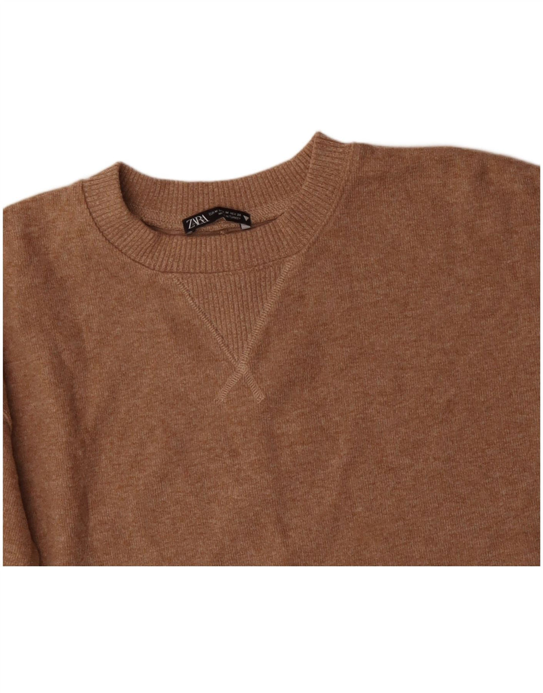 Maglione girocollo corto da donna ZARA UK 14 Poliestere beige medio