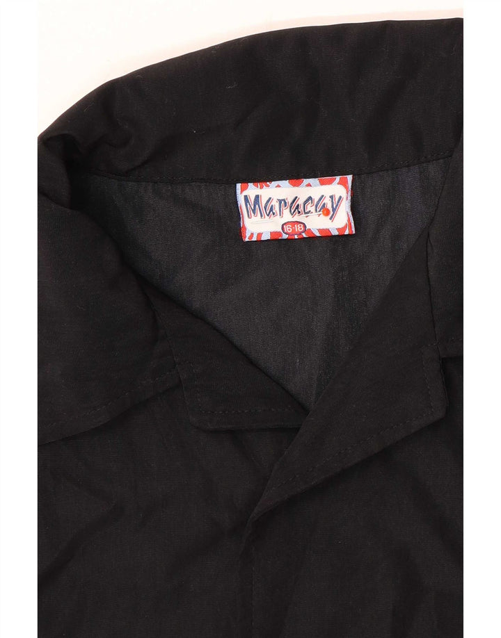 Camicia vintage a maniche corte con grafica da ragazzo 15-16 anni in poliestere nero