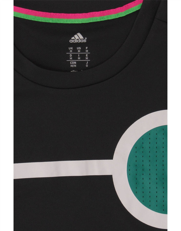 ADIDAS Mens Climalite Graphic T-Shirt Top Medium Black Polyester Vintage Adidas and Second-Hand Adidas from Messina Hembry 