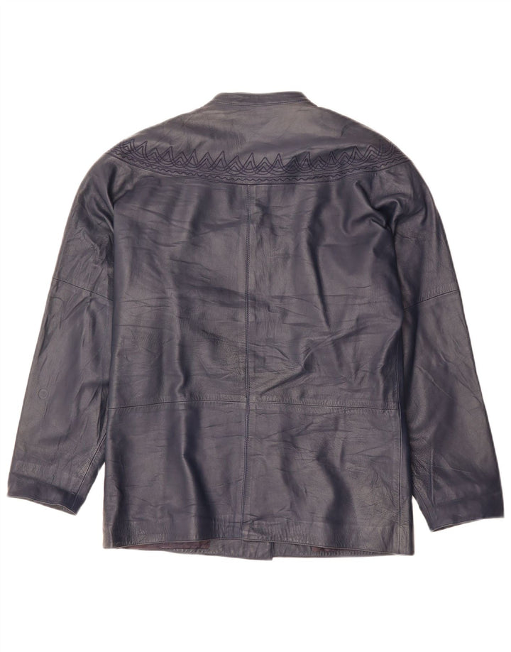 GENNY Giacca in pelle oversize da donna EU 34 XS Blu navy