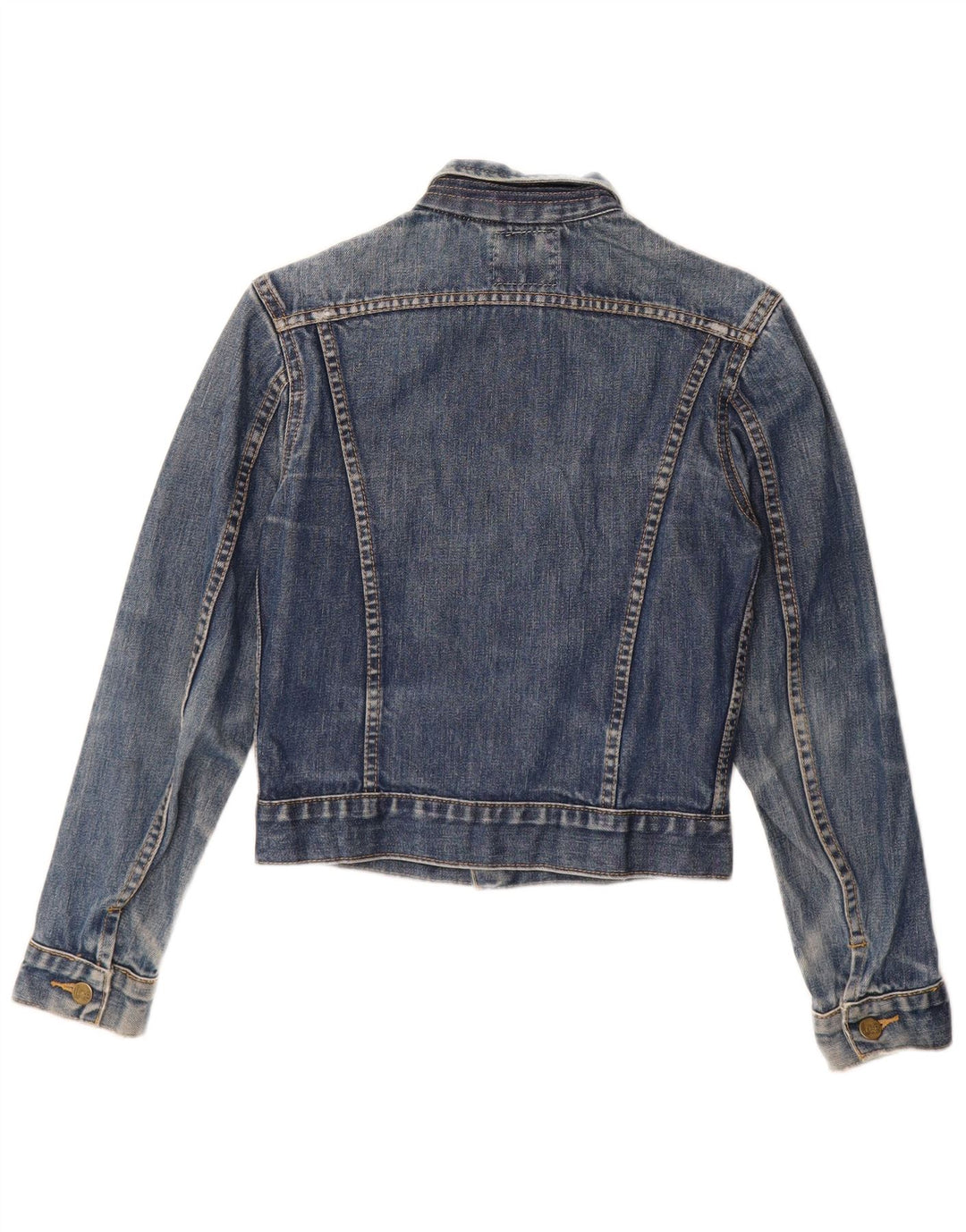 LEE Womens Crop Denim Jacket UK 10 Small Blue Cotton