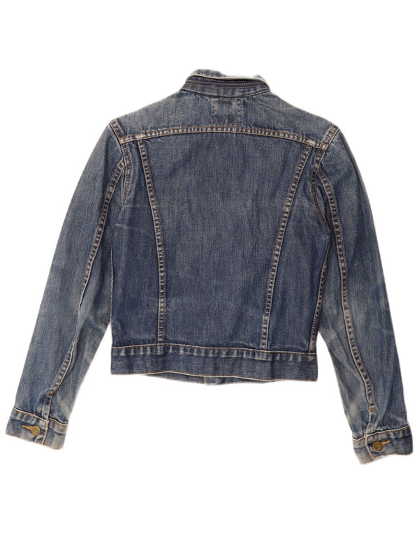 LEE Womens Crop Denim Jacket UK 10 Small Blue Cotton
