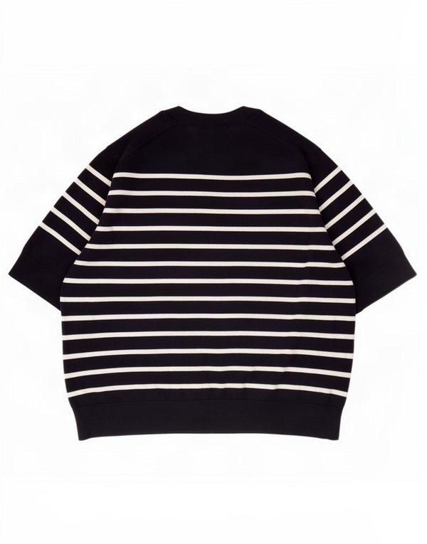 Maglione maglione con scollo a V da donna Marks & Spencer UK 16 grandi righe blu navy