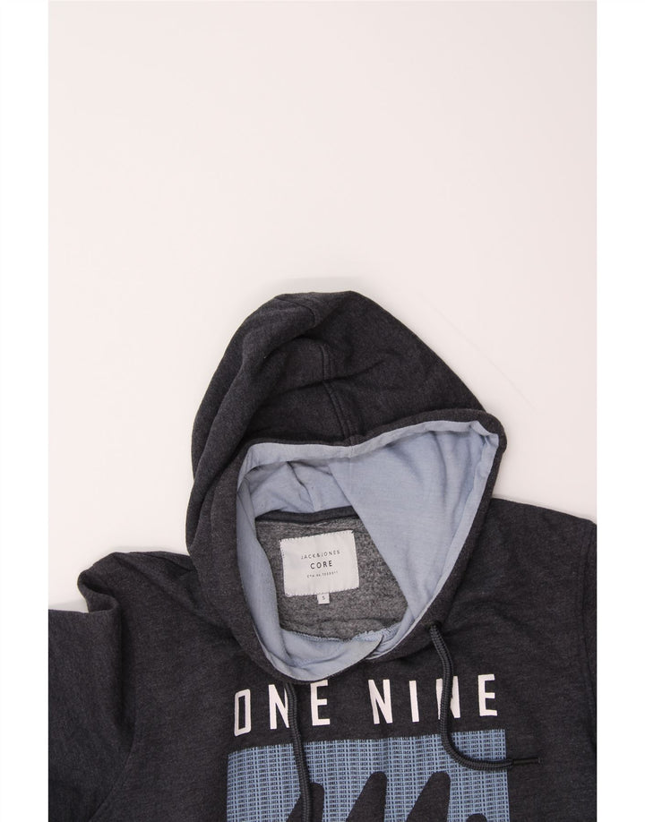 JACK & JONES Mens Graphic Hoodie Jumper Small Grey Cotton Vintage Jack & Jones and Second-Hand Jack & Jones from Messina Hembry 