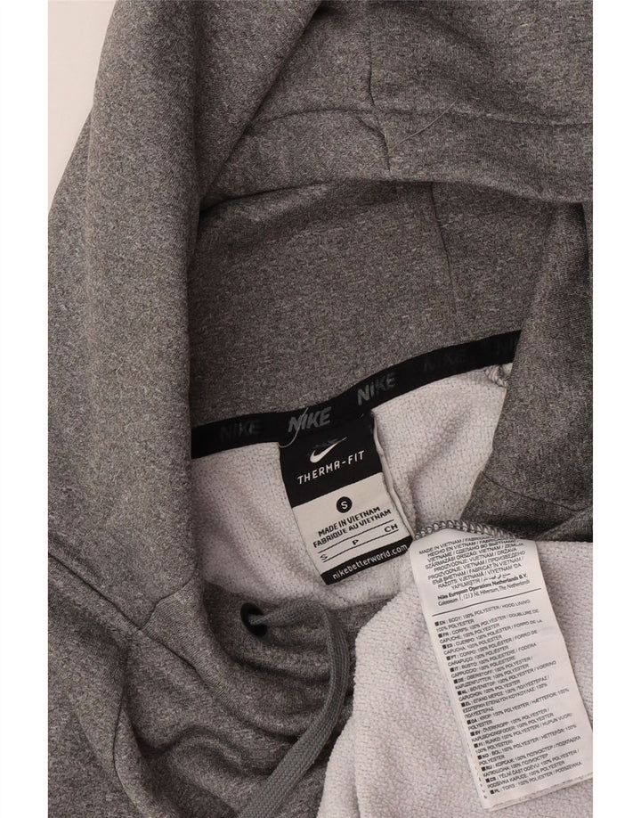 Felpa con cappuccio grafica Nike Dri Fit da uomo, piccola, in poliestere chiazzato grigio