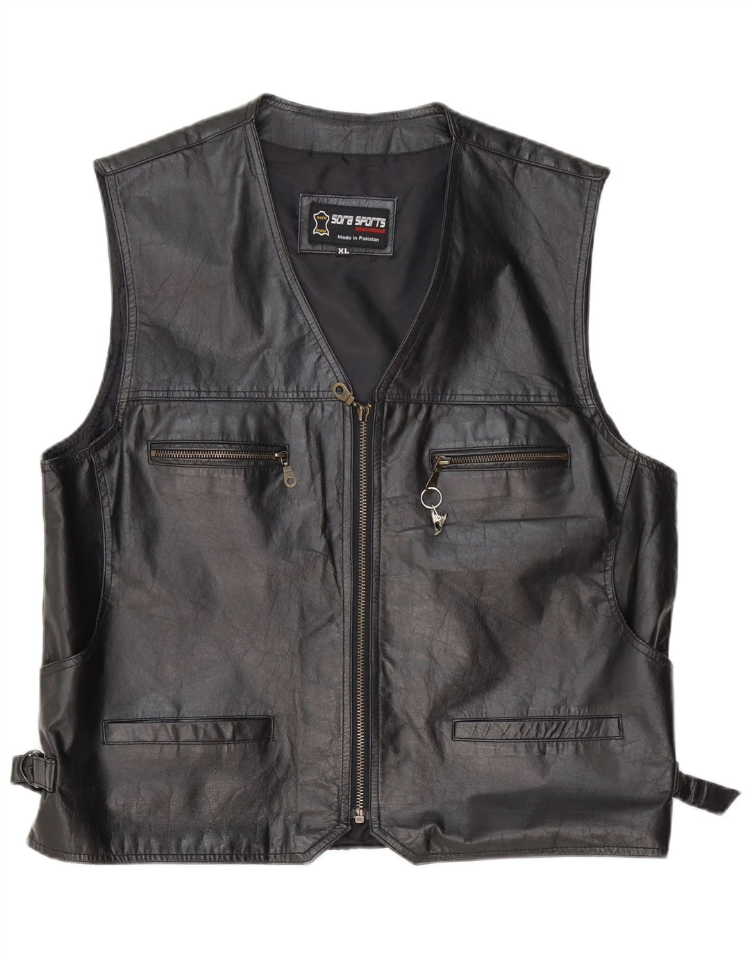 Gilet in pelle da uomo vintage XL in pelle nera