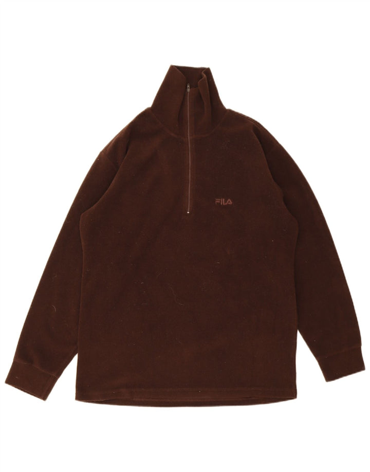 Maglione in pile Fila da uomo con zip e collo marrone medio