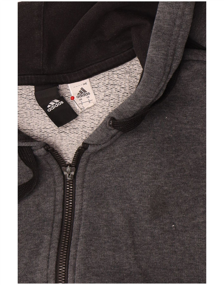 Maglione con cappuccio e zip Adidas da uomo grande in cotone grigio