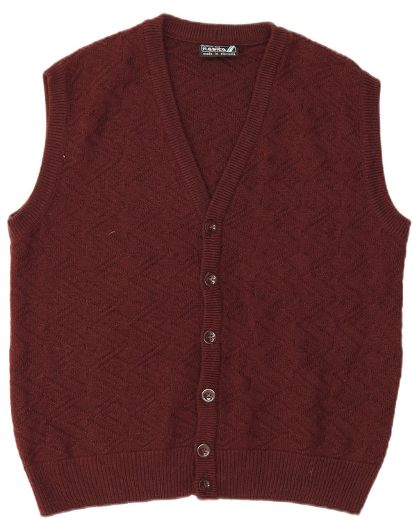 Maglione cardigan senza maniche da uomo Rasica IT 48 Chevron medio bordeaux