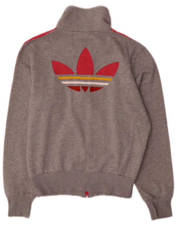 Giacca da ginnastica oversize grafica da donna Adidas UK 10 piccola grigia