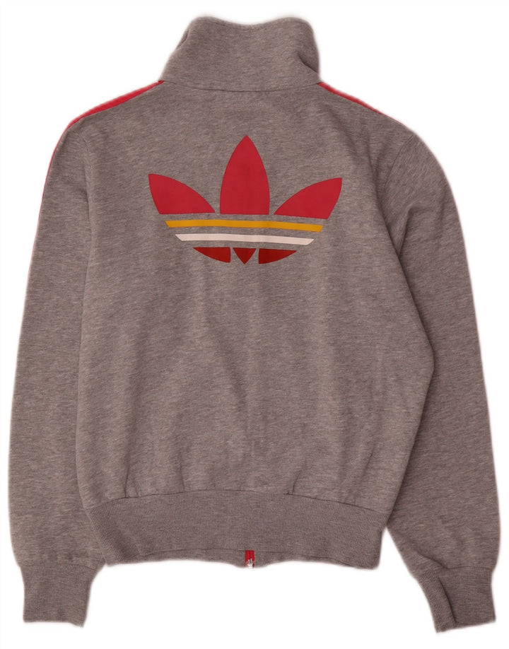 Giacca da ginnastica oversize grafica da donna Adidas UK 10 piccola grigia