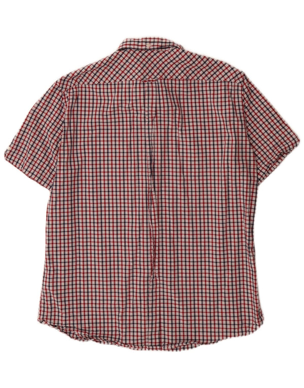 Camicia da uomo a maniche corte vestibilità regolare Ben Sherman XL in cotone scozzese rosso