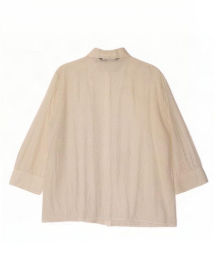 Zara Donna Camicetta Trasparente con Maniche a 3/4 UK 14 Bianco Medio
