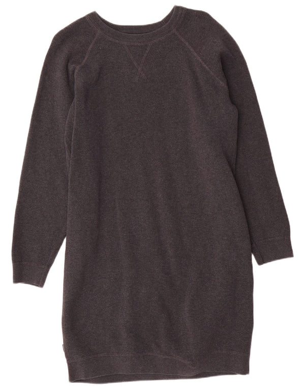 Abito maglione a maniche lunghe da donna Superdry UK 14 grande cotone grigio