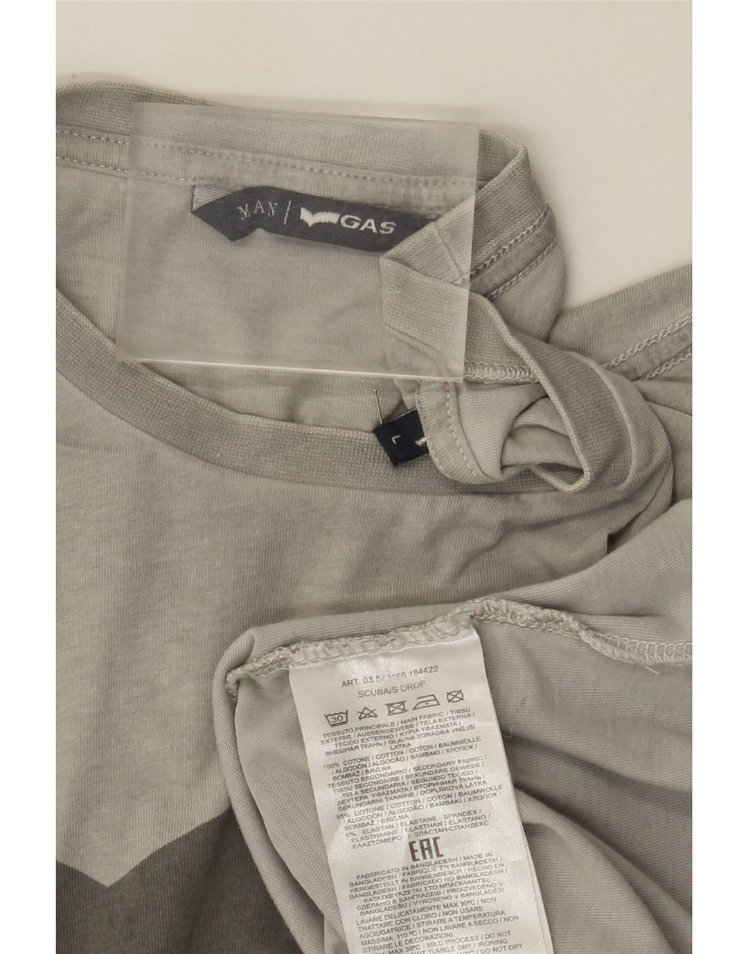 T-shirt grafica da uomo Gas Top grande in cotone grigio
