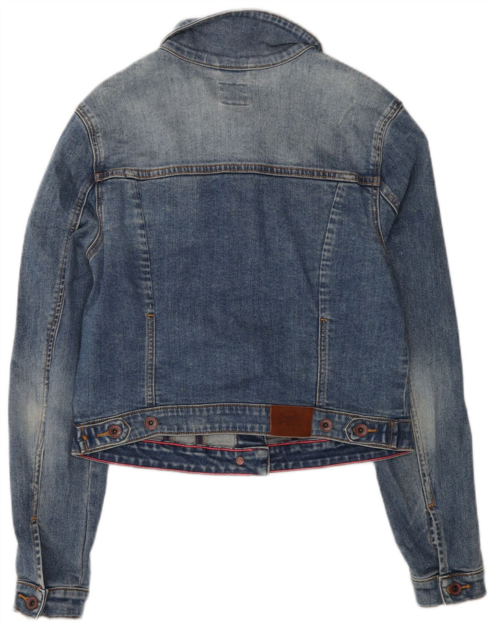 Giacca in denim corto da donna Superdry UK 14 grande cotone blu