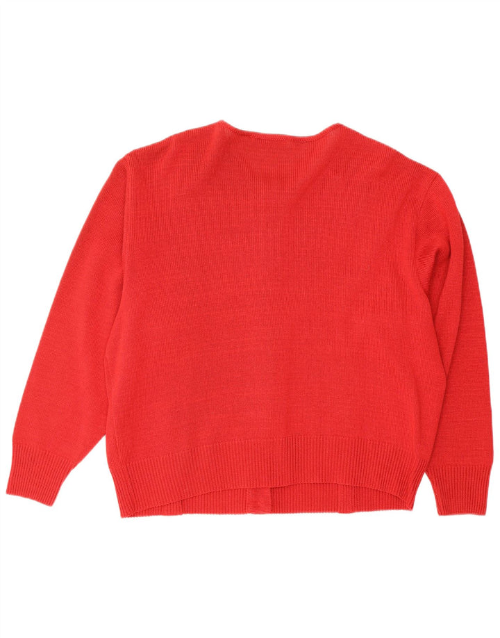 Maglione cardigan oversize da donna vintage IT 42 cotone rosso medio