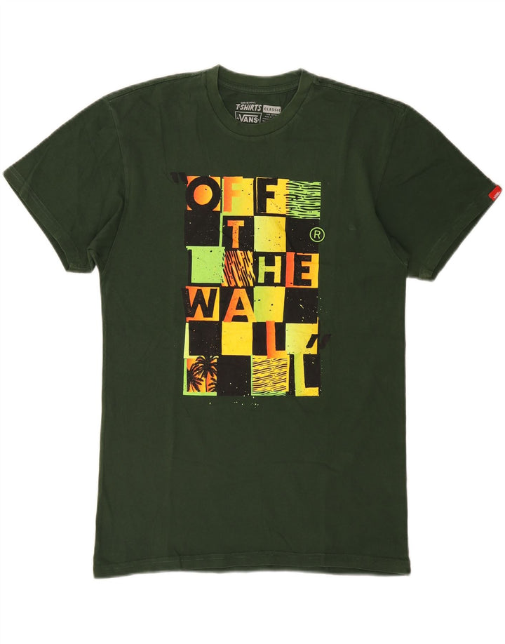 T-shirt grafica classica da uomo di Vans, top in cotone color block verde medio