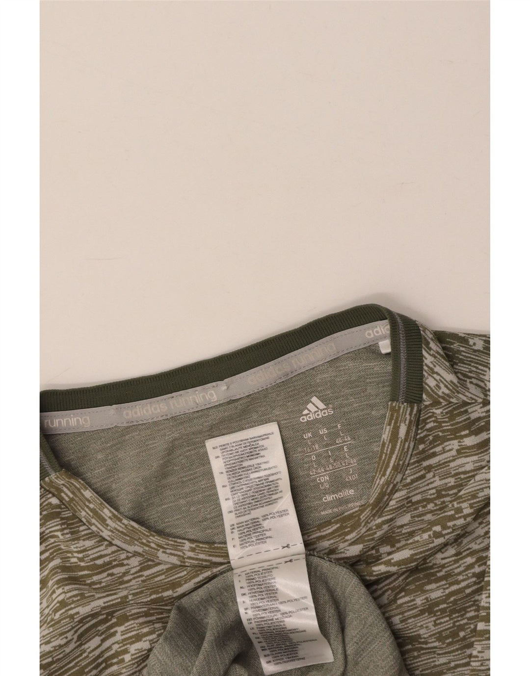 ADIDAS Womens Top Long Sleeve UK 16/18 Large Khaki Pinstripe Polyester