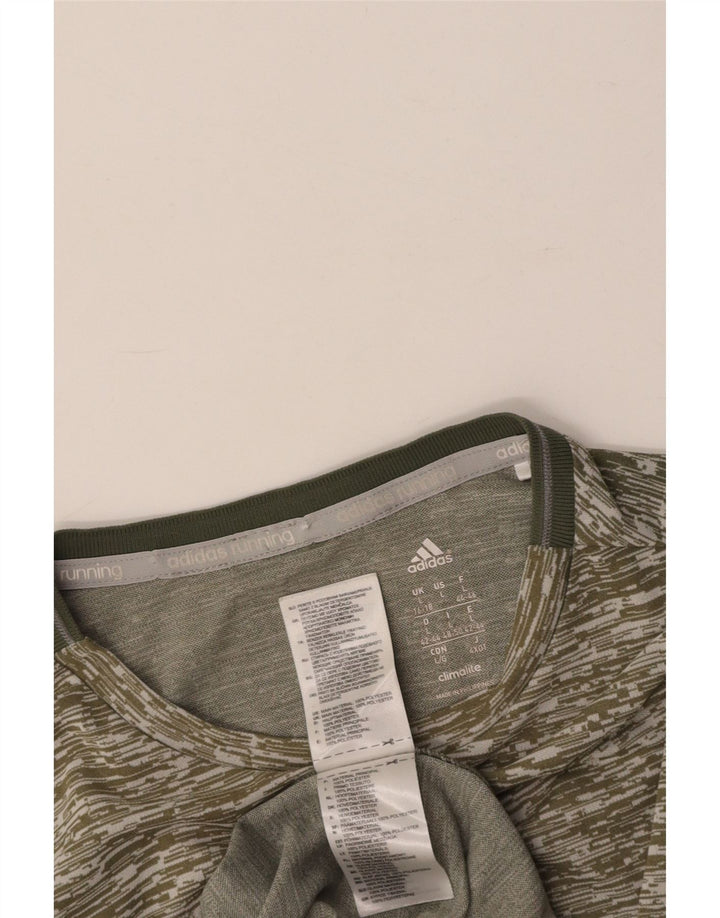 ADIDAS Womens Top Long Sleeve UK 16/18 Large Khaki Pinstripe Polyester